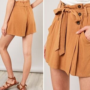 Sailor High Waisted Linen Blend Skort